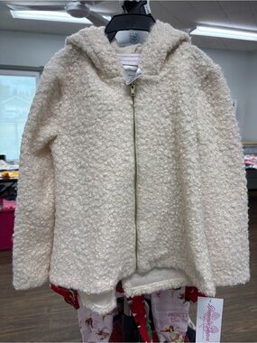 Bonnie Jean Cream Fuzzy Zip Hoodie Jacket